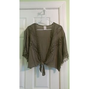 No Boundaries Tie Front Lace Top